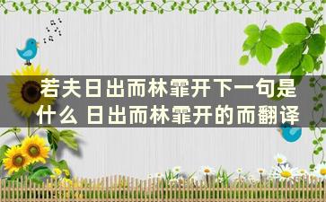 若夫日出而林霏开下一句是什么 日出而林霏开的而翻译